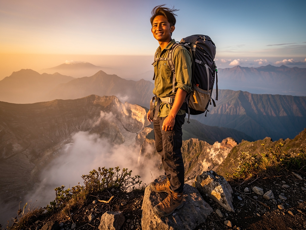 Backpacker menjelajahi alam Indonesia dengan ransel